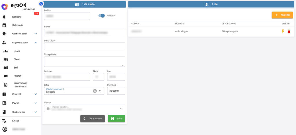 Gestione Aule Myscool